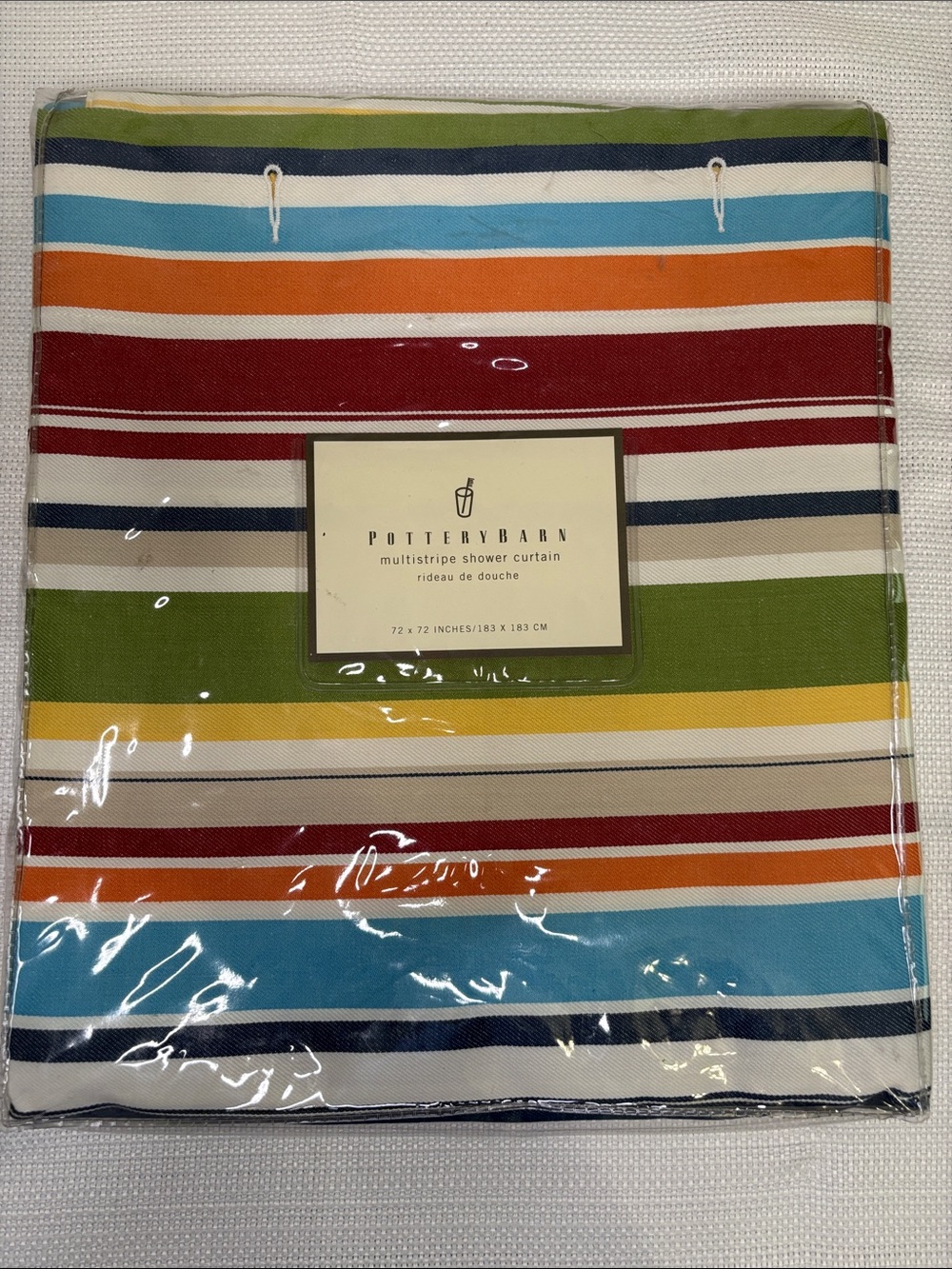 Pottery Barn Multi Color Striped   100% Cotton Shower Curtains NEW
